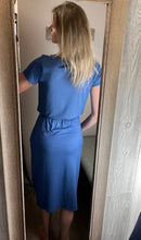 Load image into Gallery viewer, Blue Tie Waist Dress w/Pockets-S