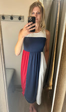 Load image into Gallery viewer, Patriotic Color Block Dress w/ Pockets