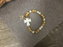 Load image into Gallery viewer, Cross Stone Beaded Bracelet Keychain