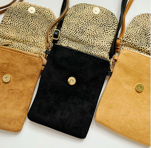 Suede/Sherpa Phone Crossbody