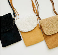 Suede/Sherpa Phone Crossbody