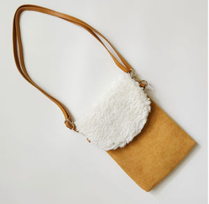 Suede/Sherpa Phone Crossbody