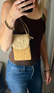 Suede/Sherpa Phone Crossbody