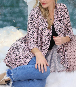 Pink Cardi w Leopard Print