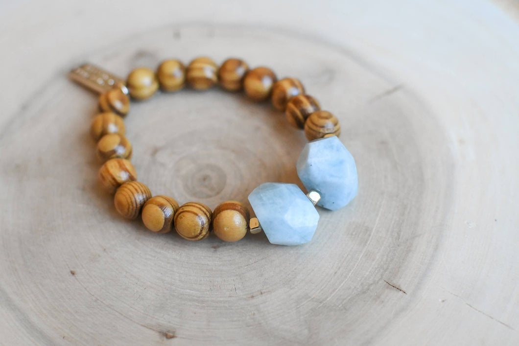 Baby Blue-Rock Wood-Gemstone Bracelet