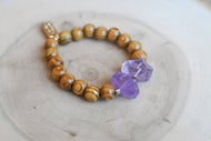 Amethyst-Rock Wood-Gemstone Bracelet