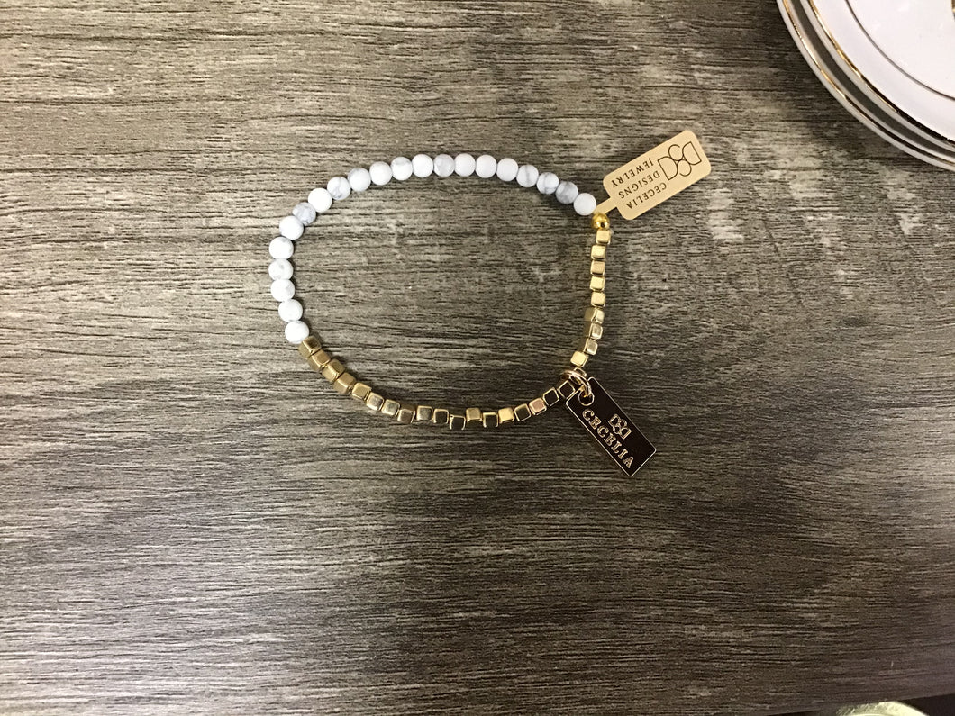 White Howlite-Half & Half Bracelet