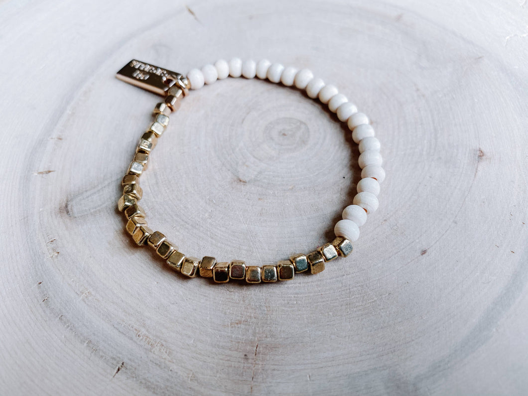 Ivory Wood-Half & Half Bracelet