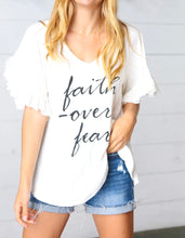 Load image into Gallery viewer, Faith Over Fear Ivory Crinkle Top