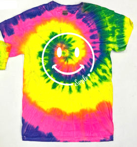 Rainbow TieDye-Smiley Face (Adult + Youth)