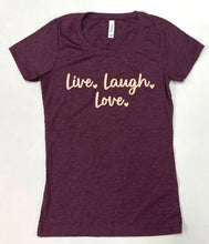 Load image into Gallery viewer, Women’s TriBl S/S Tee-Live Laugh Love