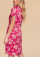 Floral Fuchsia Pocket Dress