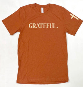 S/S Tee-Grateful w Cross Slv