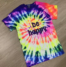 Load image into Gallery viewer, Be Happy TieDye Tee w Sun