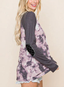 Grey/Purple w Elbow Patch Top