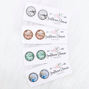 Stud Earrings-Marble Singles