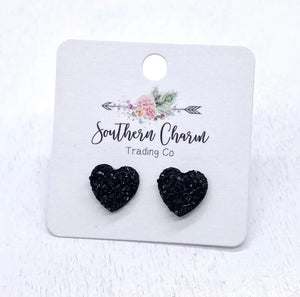 Sparkle Heart Studs Lrg