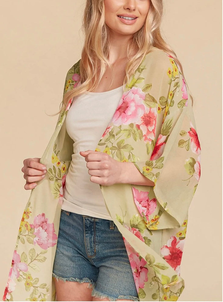 Sage Floral Kimono