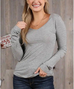 V-Neck Ribbed Top