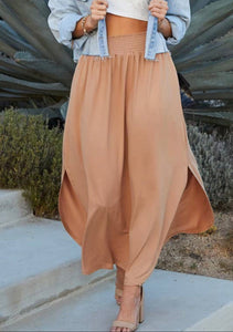 Smock Waist Maxi Skirt w Pckts