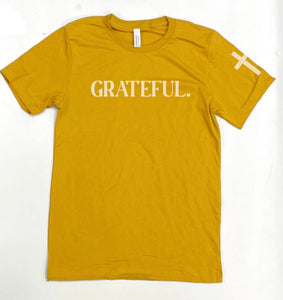 S/S Tee-Grateful w Cross Slv