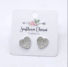 Load image into Gallery viewer, Sparkle Heart Studs Lrg