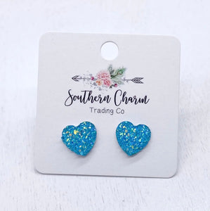 Sparkle Heart Studs Lrg