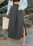 Smock Waist Maxi Skirt w Pckts