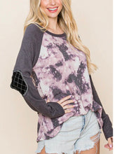 Load image into Gallery viewer, Grey/Purple w Elbow Patch Top