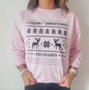 Merry Christmas Sweatshirt-Pink