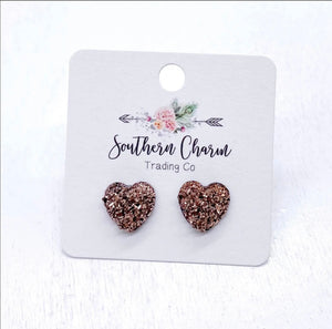 Sparkle Heart Studs Lrg