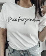 Michigander Script Tee-White