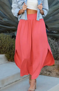 Smock Waist Maxi Skirt w Pckts